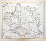 William Guthry, Poland shewing the Claims of Russia, Prussia, & Austria…, wyd. Charles Dilly & George Robinson, Londyn 1792 miedzioryt kolorowany liniowo, 35