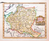 Thomas Jefferys, Poland Lithuania and Prussia, wyd. William Johnston, stan drugi, Londyn 1769 mapa pochodząca z „A new geographical and historical grammar…” miedzioryt kolorowany, wym. mapy 17