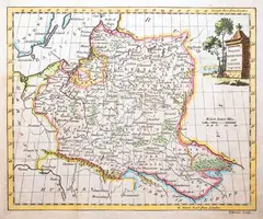 Thomas Kitchin, Poland, Lithuania and Prussia, Londyn 1770 miedzioryt kolorowany, 18