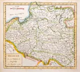 Gilles i Didier Robert de Vaugondy, Pologne, wyd. Abbe Le Francois, Libraires associes, stan drugi, Paryż 1758 miedzioryt kolorowany