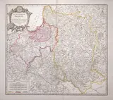 Robert de Vaugondy, Le Royaume de Pologne, wyd. Hyacinthe Langlois, stan trzeci, Paryż 1802 mapa pochodząca z „Nouvelle Atlas Universel…” miedzioryt kolorowany