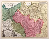 Pieter van der Aa, Grande Pologne et Prusse…, wyd. Pieter van der Aa, Lejda 1714 mapa pochodząca z „Nouvel Atlas” miedzioryt kolorowany w epoce