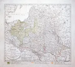 Polen nach seiner lezten und gänzlichen Theilung… by Franz Ludwig Güssefeld, wyd. Industrie-Comptoir Weimar, stan drugi, Weimar 1796 miedzioryt kolorowany w epoce, sold Oct 2021