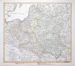 Charte von Polen by Franz Ludwig Güssefeld, wyd. Industrie-Comptoir Weimar, stan siódmy, Weimar 1812 miedzioryt kolorowany, sold Oct 2021