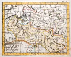 Claude Buffier, La Pologne Suivant les degres de l’Academie…, wyd. Pierre-Francois Giffart, pierwsza płyta, Paryż 1724 miedzioryt kolorowany