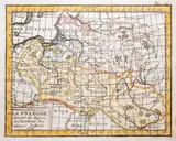 Claude Buffier, La Pologne Suivant les degres de l’Academie…, wyd. Pierre-Francois Giffart, pierwsza płyta, Paryż 1724 miedzioryt kolorowany
