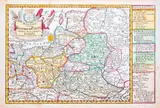 Johann Georg Schreiber, Reise Charte durch das Königreich Polen…, wyd. Johann Georg Schreiber, Lipsk 1750 miedzioryt kolorowany w epoce, wym. mapy 16