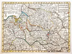 Jacob Keyser, T'koninkryk Polen, wyd. N. T. Gravius, Amsterdam 1770 mapa pochodząca z ”Nieuwe Natuur - Geschieden en Handelkundige Zak …” miedzioryt kolorowany liniowo