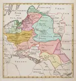 Johann Christoph Weigel, Bez tytułu, wyd. Johann Christoph Weigel, Norymberga 1790 mapa pochodząca z „Atlas Cosmographiae Portatilis” miedzioryt kolorowany, 28
