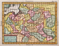 Claude Buffier, Polonia Secondo le Osservazioni dell’Accademia di Parigi, wyd. Francesco Pitteri, Wenecja 1761 mapa pochodząca z „Geografia universale del padre Claudio Buffier…”, czwarta płyta miedzioryt kolorowany, wym. mapy 13