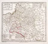 Jean Baptiste Tardieu, Pologne avec les partages, wyd. Edme Manelle, Conrad Malte-Brun, Paryż 1801 mapa pochodząca z „Geographie mathematique” miedzioryt kolorowany liniowo, 20