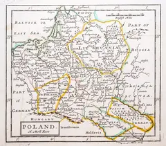 Herman Moll, Poland, wyd. Herman Moll, Londyn 1715 miedzioryt kolorowany liniowo, 17