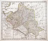 Daniel Friedrich Sotzmann, Preussen und Polen, wyd. Daniel Friedrich Sotzmann, Berlin 1796 mapa pochodząca z „Zweite Sammlung von Landkarten für Schulen” miedzioryt kolorowany w epoce