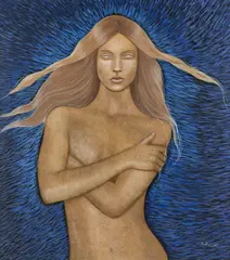 Katarzyna Kołtan, Nyks, 2021, 2021, tempera żółtkowa, płyta