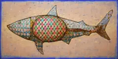Grzegorz Klimek, Megalodon, 2021, 2021, tempera jajowa, żywica szelakowa, olej, płótno