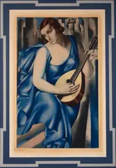 Tamara Łempicka, Kobieta z mandoliną, ok. 1933 r., 1933, akwatinta, papier, 56