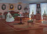 Bronisława Rychter-Janowska, W saloniku, olej, tektura