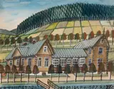 Krynica Zdrój by Nikifor Krynicki, akwarela, papier, sold Oct 2021