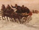 Adam Setkowicz, Zaprzęg, olej, tektura