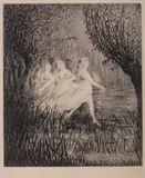 Władysław Jahl, Nimfy wodne, z teki „Chopin”, 1949 r., 1949, akwaforta, papier, 22