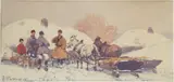 Adam Setkowicz, Wyjazd na targ, akwarela, papier, 14