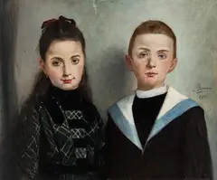 Francois Baron, Para dzieci, 1901 r., 1901, olej, płótno dublowane