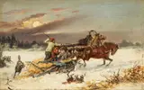 Alfred Steinacker-Viorsky, Para obrazów: Ucieczka przed wilkami, Napad wilków, olej, deska