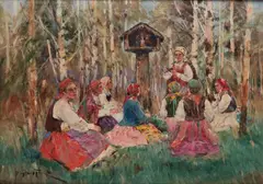 Józef Graczyński, Przy kapliczce, olej, płótno