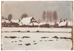Stanisław Czajkowski, Pejzaż zimowy, 1917 r., 1917, olej, sklejka