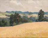 Czesław Znamierowski, Pejzaż letni, olej, tektura