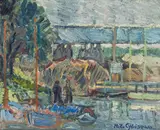 Most Łazienkowski w Warszawie, 1975 r. by Helena Zaremba-Cybisowa, 1975, olej, płótno, sold Oct 2021