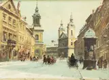 Widok z ul. Freta w Warszawie by Władysław Chmieliński, olej, płótno, sold Oct 2021