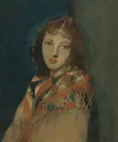 Zdzisław Jachimczuk, Dziewczyna w huście na ramionach, 1940 r., 1940, gwasz, papier, 33