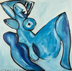 Andrzej Folfas, Nude blue, 2004 r., 2004, olej, płótno