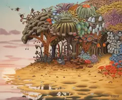 Jacek Yerka, Plaża techno, 2007, 2007, akryl, płótno