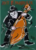 Kontrabasista, 2017 by Edward Dwurnik, 2017, olej, płótno, sold Sep 2021