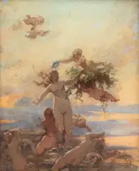 Henryk Siemiradzki, Narodziny Wenus (Nimfy wodne) , lata 1880-te, olej, tektura, 31