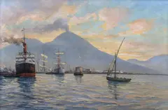 Adolf Schuhknecht, Port w Neapolu, olej, płótno
