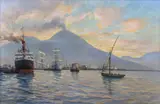 Adolf Schuhknecht, Port w Neapolu, olej, płótno