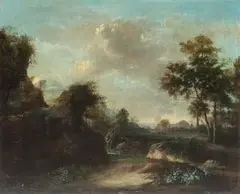 Jan Wijnants, Pejzaż ze sztafażem, olej, płótno, 32
