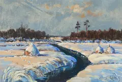 Wiktor Zin, Rzeka zimą, 1982 r., 1982, pastel, papier