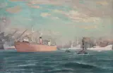 Marian Mokwa, M/s Hugo Kołłątaj w gdańskim porcie, około 1952 r.