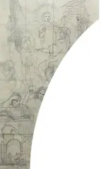 Henryk Siemiradzki, Muzyka kościelna, 1901 r., 1901, Projekt polichromii dla Filharmonii Warszawskiej ołówek, tusz, papier, 69