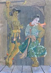 Tadeusz Myszkowski, Taniec góralski, akwarela, tektura