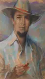 Józef Kidoń, Portret mężczyzny z cygarem, 1965 r., 1965, pastel, papier