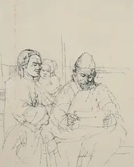 Tadeusz Kulisiewicz, Rodzina czytająca list, tusz, papier
