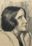 Wojciech Weiss, Portret kobiety, węgiel, papier