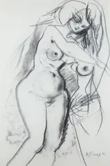 Ludwig Klimek, Na włoskiej plaży, ołówek, papier