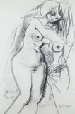 Ludwig Klimek, Na włoskiej plaży, ołówek, papier