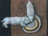 Stasys Eidrigevičius, Psia miska, pastel, papier